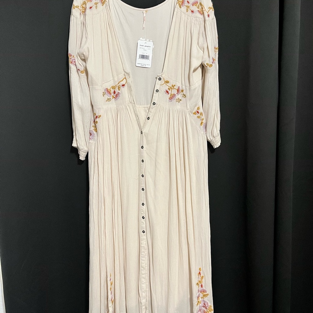 NWT Free People Cream Embroidery Dress